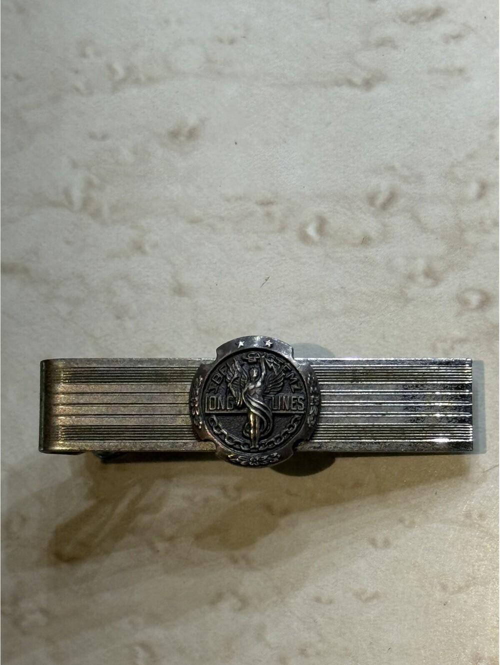 Vintage Balfour Sterling Silver Bell System Long Lines Tie Clip Bar Telecom